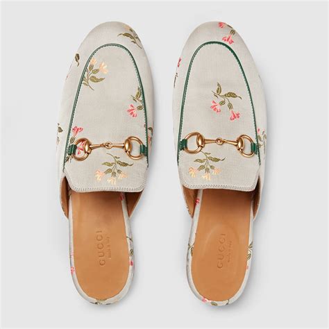 gucci princetown floral leather loafer slides|Gucci leather slippers.